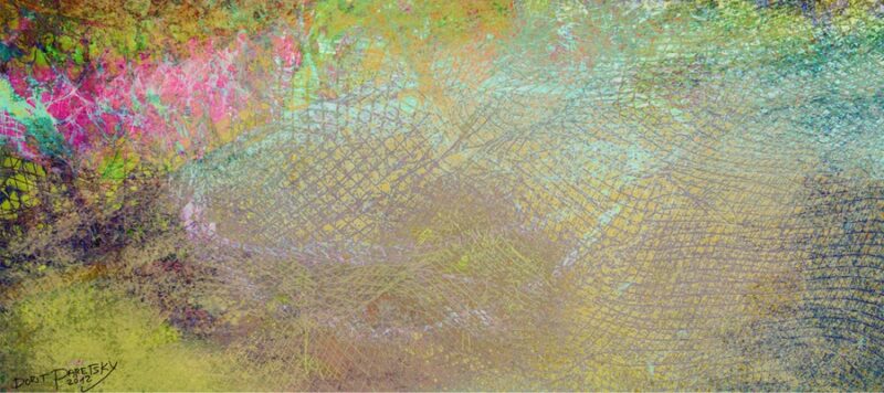 אבסטרקט בצבע טורקיז וורוד עם טקסטורה של רשת דייגים