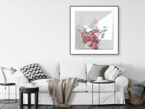 עלים ופרחים, ציור מינימליסטי, ציור מודרני, ציור מקורי לסלון